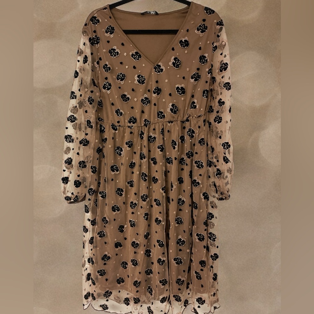 BloomChic Sheer sparkly brown dress